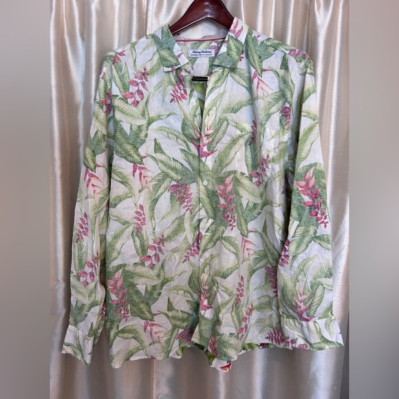 Tommy Bahama Barbados Breeze Calypso Fronds Stretch-Linen Shirt XXL EUC - Picture 9 of 9